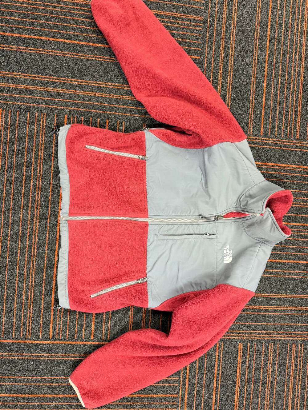 The North Face Women's Red and Gray Denali Full Zip Fleece Jacket - Picture 2 of 9